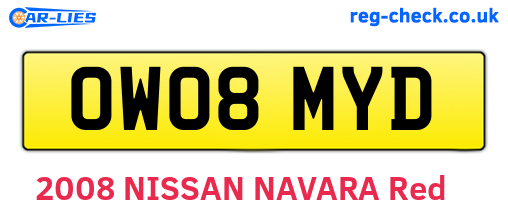 OW08MYD are the vehicle registration plates.