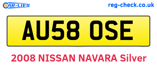 AU58OSE are the vehicle registration plates.