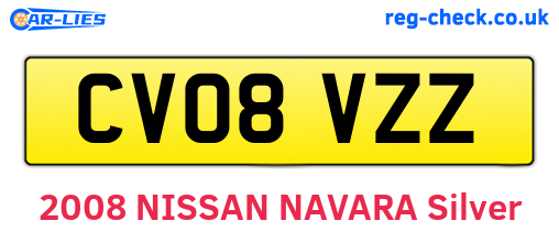 CV08VZZ are the vehicle registration plates.