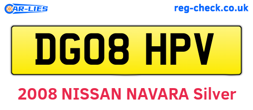 DG08HPV are the vehicle registration plates.