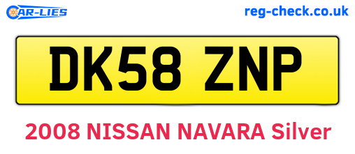 DK58ZNP are the vehicle registration plates.