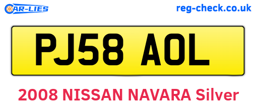 PJ58AOL are the vehicle registration plates.