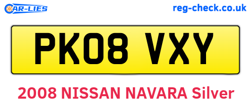 PK08VXY are the vehicle registration plates.