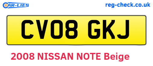 CV08GKJ are the vehicle registration plates.