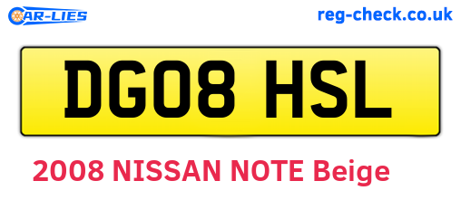 DG08HSL are the vehicle registration plates.