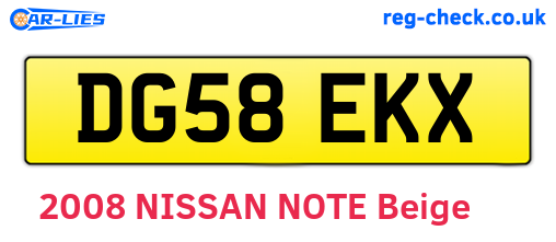 DG58EKX are the vehicle registration plates.