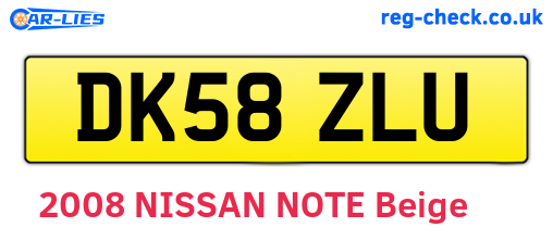DK58ZLU are the vehicle registration plates.