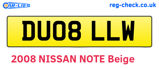 DU08LLW are the vehicle registration plates.