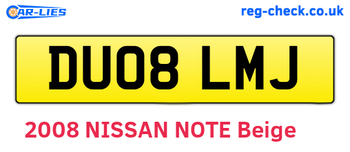 DU08LMJ are the vehicle registration plates.