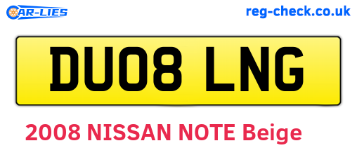 DU08LNG are the vehicle registration plates.