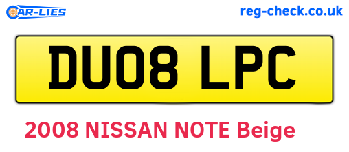 DU08LPC are the vehicle registration plates.