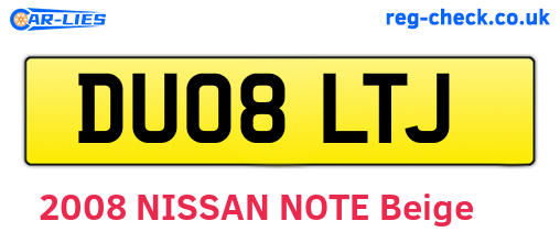 DU08LTJ are the vehicle registration plates.
