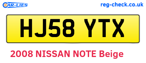 HJ58YTX are the vehicle registration plates.