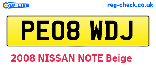 PE08WDJ are the vehicle registration plates.