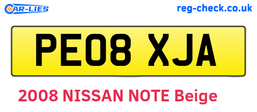 PE08XJA are the vehicle registration plates.