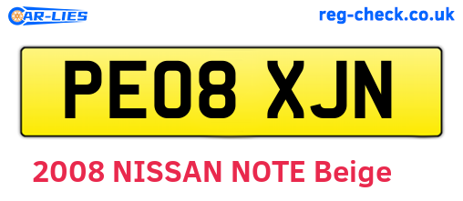 PE08XJN are the vehicle registration plates.