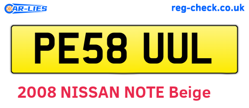PE58UUL are the vehicle registration plates.