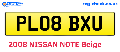 PL08BXU are the vehicle registration plates.