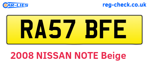 RA57BFE are the vehicle registration plates.