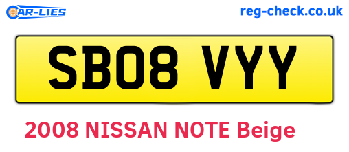 SB08VYY are the vehicle registration plates.