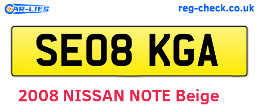 SE08KGA are the vehicle registration plates.