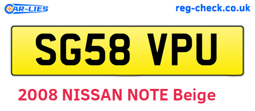 SG58VPU are the vehicle registration plates.