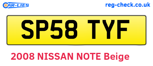SP58TYF are the vehicle registration plates.