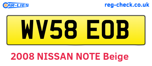 WV58EOB are the vehicle registration plates.