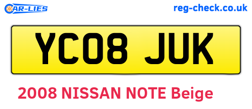 YC08JUK are the vehicle registration plates.