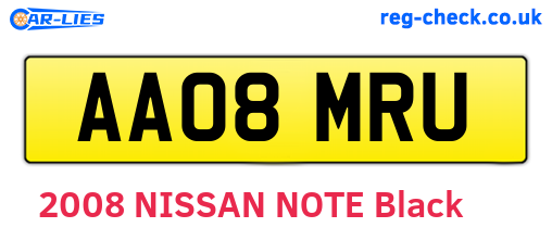 AA08MRU are the vehicle registration plates.