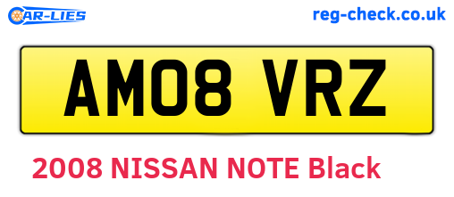 AM08VRZ are the vehicle registration plates.