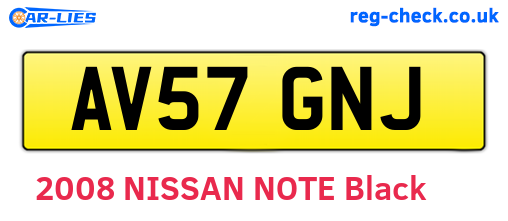 AV57GNJ are the vehicle registration plates.
