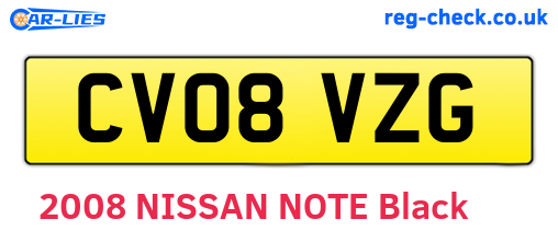 CV08VZG are the vehicle registration plates.