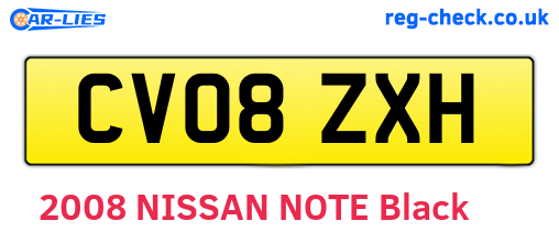 CV08ZXH are the vehicle registration plates.