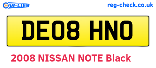 DE08HNO are the vehicle registration plates.