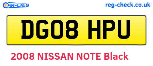 DG08HPU are the vehicle registration plates.
