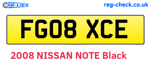 FG08XCE are the vehicle registration plates.