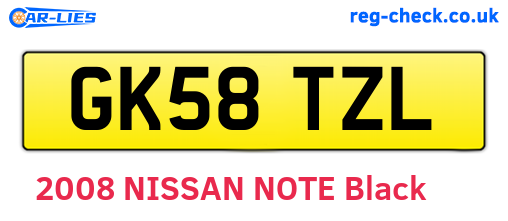 GK58TZL are the vehicle registration plates.