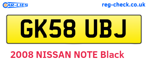GK58UBJ are the vehicle registration plates.