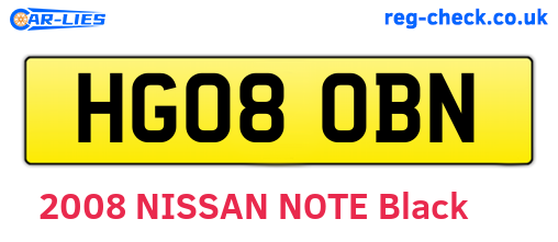 HG08OBN are the vehicle registration plates.