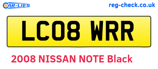 LC08WRR are the vehicle registration plates.