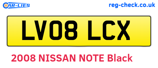 LV08LCX are the vehicle registration plates.