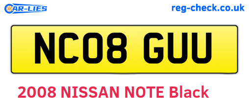 NC08GUU are the vehicle registration plates.