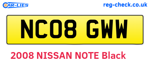 NC08GWW are the vehicle registration plates.