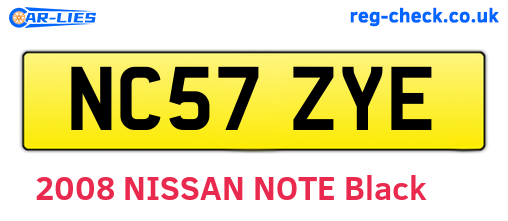 NC57ZYE are the vehicle registration plates.