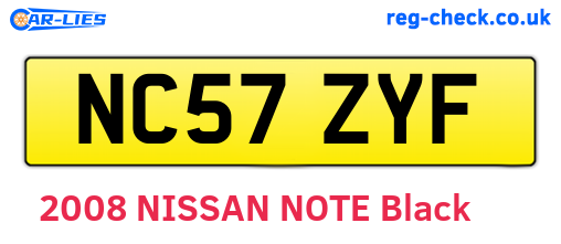 NC57ZYF are the vehicle registration plates.