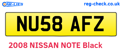 NU58AFZ are the vehicle registration plates.