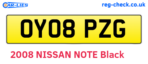 OY08PZG are the vehicle registration plates.
