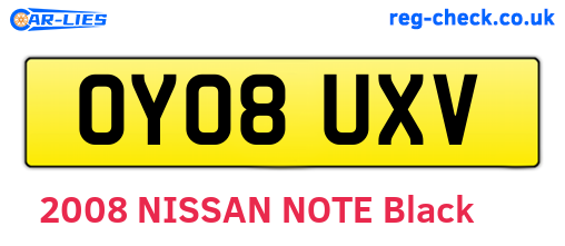 OY08UXV are the vehicle registration plates.