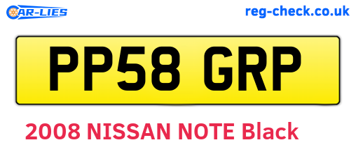 PP58GRP are the vehicle registration plates.